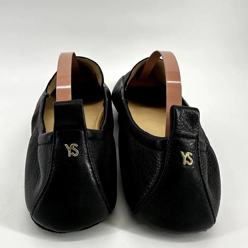 Yosi Samra Skyler Leather Loafer Shoes Slip On Pointed Toe Lightweight Black 7